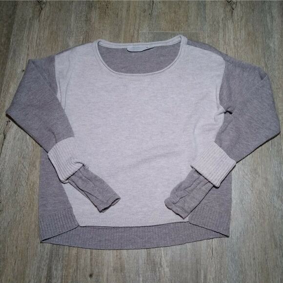 Athleta Merino Wool Frisco Sweater Beige Gray Size S Womens Color Block - Picture 2 of 4